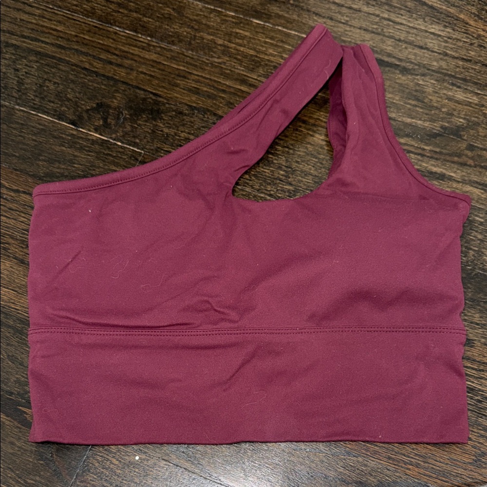 Burgundy Asymmetrical Sports Bra